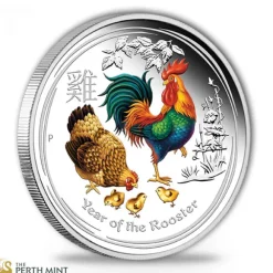 Lunar II - Hahn - 1 Oz Silber Proof farbig 2017 +Box +COA*