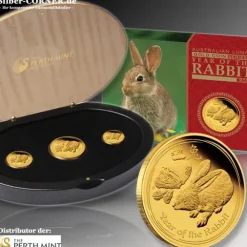 Lunar II Hase 3 Coin Set Gold Proof