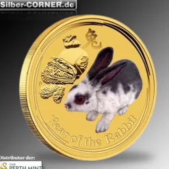 Lunar II - Hase - 1/20 Oz Gold farbig 2011
