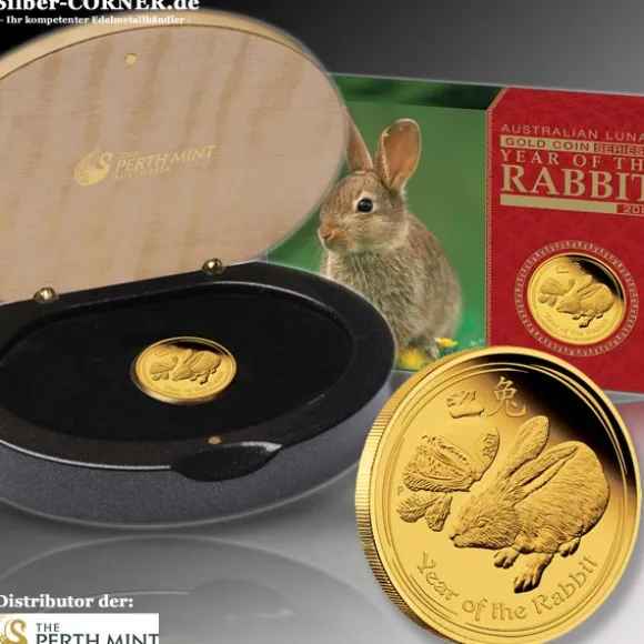 Lunar II Hase 1/4 Oz Gold Proof + Box + COA