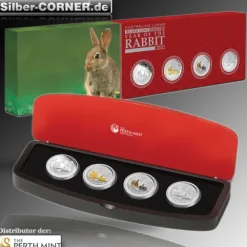 Lunar II Hase Typeset Silber 4 x 1 Unze 2011*