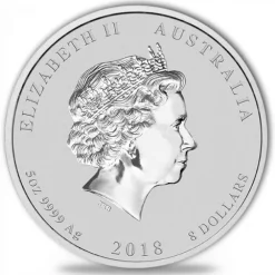 Lunar II - Hund - 5 Oz Silber farbig 2018 *