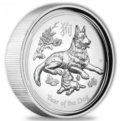 Lunar II Hund 1 Oz Silber High Relief 2018 +Box +COA