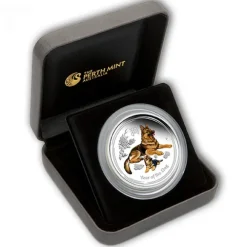 Lunar II - Hund - 2 Oz Silber Proof farbig + Box + COA (ohne Umverpackung)*
