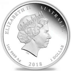 Lunar II - Hund - 1 Oz Silber Proof - farbig - 2018 Box + COA*