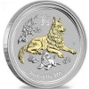 Lunar II - Hund - 1 Oz Silber vergoldet + Zertifikat *
