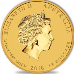 Lunar II - Hund - 1/10 Unze Gold farbig 2018