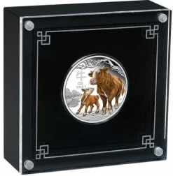 Lunar III - Ochse - 1 Oz Silber Proof farbig +Box +COA*