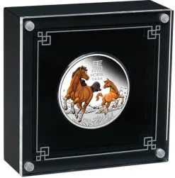 Lunar III Pferd 1 Oz Silber Proof farbig 2026 +Box +COA