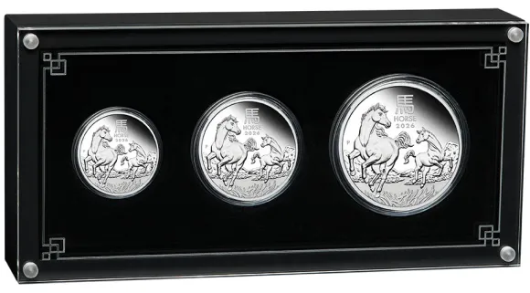 Lunar III Pferd Three Coin Set Silber 2026
