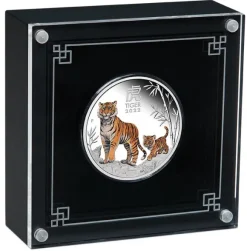Lunar III - Tiger - 1 Oz Silber Proof coloriert +Box +COA *