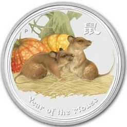 Lunar II - Maus - 2 Unzen Silber farbig 2008*