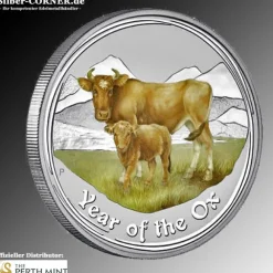 Lunar II - Ochse - 5 Oz Silber farbig 2009*