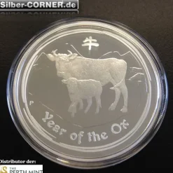 Lunar II 2 Oz Proof Ochse Silber 2009 + CoA*