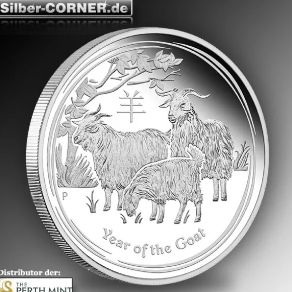 Lunar II 2 Oz Proof Silber Ziege 2015 + CoA *