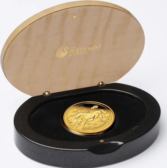Lunar II Pferd 1 Oz Gold Proof 2014+ Box + COA