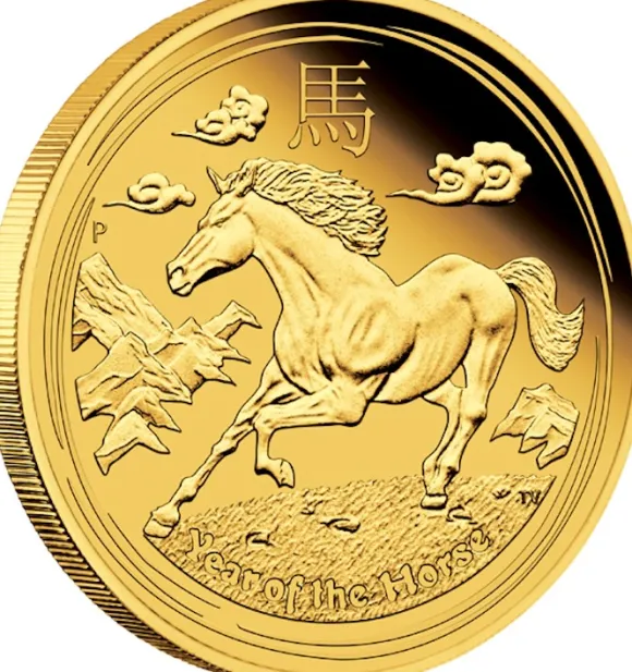 Lunar II Pferd 1 Oz Gold Proof 2014+ Box + COA