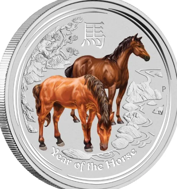 Lunar II Pferd 5 Oz Silber farbig 2014*