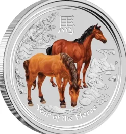 Lunar II Pferd 10 Oz Silber farbig 2014*
