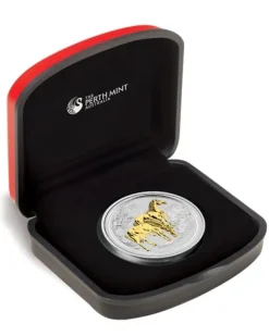 Lunar II - Pferd - 1 Oz Silber gilded 2014 + Box + COA *