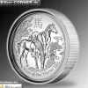 Lunar II - Pferd - 1 Oz Silber High Relief 2014 +Box +COA*