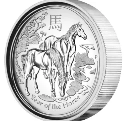 Lunar II - Pferd - 1 Oz Silber High Relief 2014 +Box +COA*