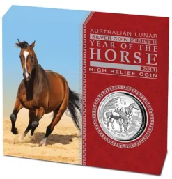 Lunar II - Pferd - 1 Oz Silber High Relief 2014 +Box +COA*