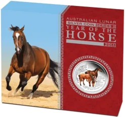 Lunar II - Pferd - 1/2 Oz Silber Proof farbig 2014 + Box + COA *