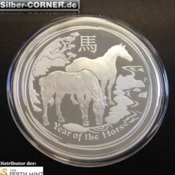 Lunar II Pferd 2 Oz Silber Proof + COA *