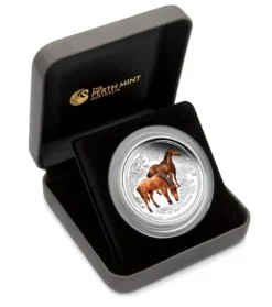 Lunar II Pferd 2 Oz Silber Proof farbig ANDA Special 2014*