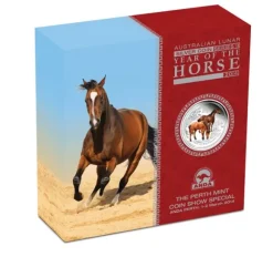 Lunar II Pferd 2 Oz Silber Proof farbig ANDA Special 2014*