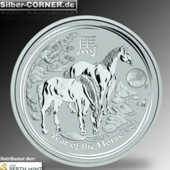 Lunar II - Pferd - 1 Unze Silber Privy Mark 2014 *