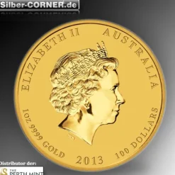 Lunar II Schlange 1 Oz Gold farbig 2013