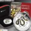 Lunar II Schlange 1 Oz Silber farbig Proof 2013 + Box + CoA (B-Ware)*