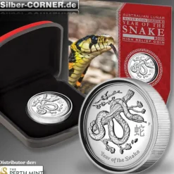 Lunar II Schlange 1 Oz Silber High Relief + Box + CoA*