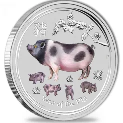 Lunar II - Schwein - 1 KG Silber Gemstone +Box +COA*