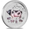 Lunar II - Schwein - 1/2 Oz Silber farbig*