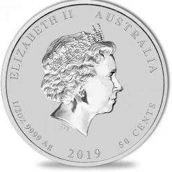 Lunar II - Schwein - 1/2 Oz Silber farbig*