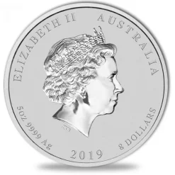 Lunar II Schwein 5 Oz Silber farbig 2019*