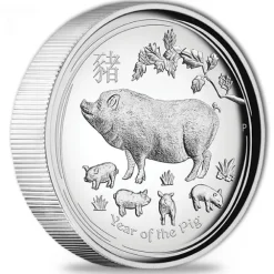 Lunar II Schwein 1 Oz Silber High Relief 2019 +Box +COA*