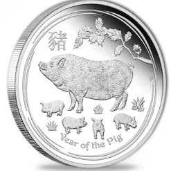 Lunar II - Schwein - 2 Oz Silber Proof + COA *