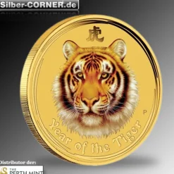 Lunar II - Tiger - 1/20 Oz Gold farbig 2010