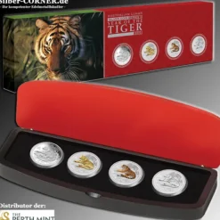 Lunar II Tiger Typeset 4 x 1 Unze Silber 2010*