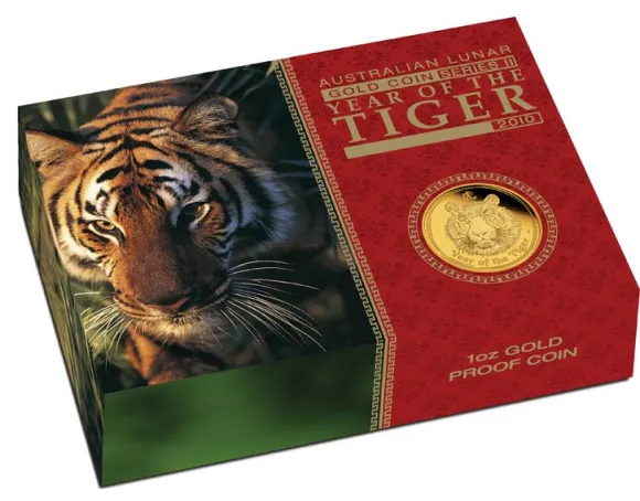 Lunar II - Tiger - 1 Unze Gold Proof 2010 + Box + COA