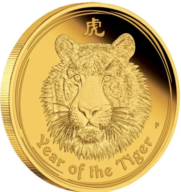 Lunar II - Tiger - 1 Unze Gold Proof 2010 + Box + COA