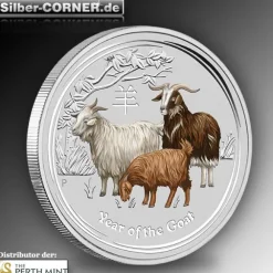 Lunar II Ziege 1 Oz Silber farbig 2015*
