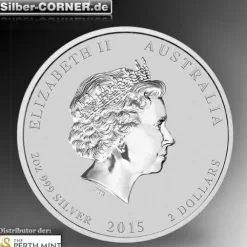 Lunar II - Ziege - 2 Oz Silber farbig 2015*