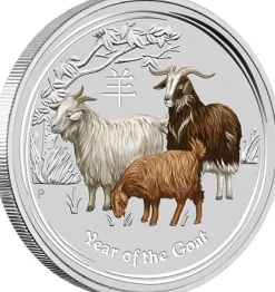 Lunar II - Ziege - 2 Oz Silber farbig 2015*