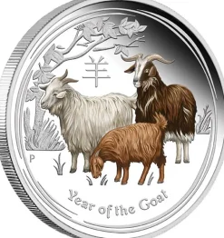 Lunar II Ziege 1/2 Oz Silber farbig Proof 2013 +Box +CoA*