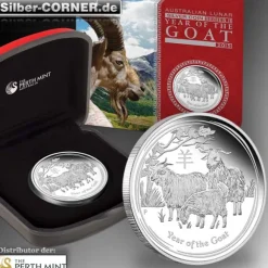 Lunar II Ziege 1 Oz Silber Proof 2015 +Box +COA*